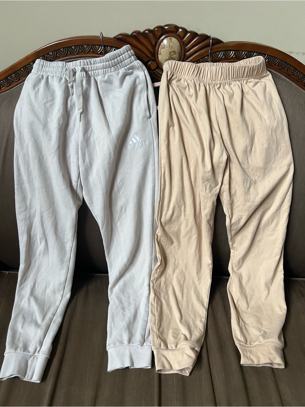 adidas Light Gray and Beige women’s Size S Jogger Sweatpants